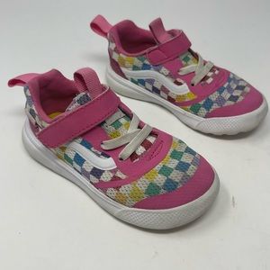 Vans Ultra Cush Pink Adjustable Rainbow Checkered Shoes Toddler Size 7